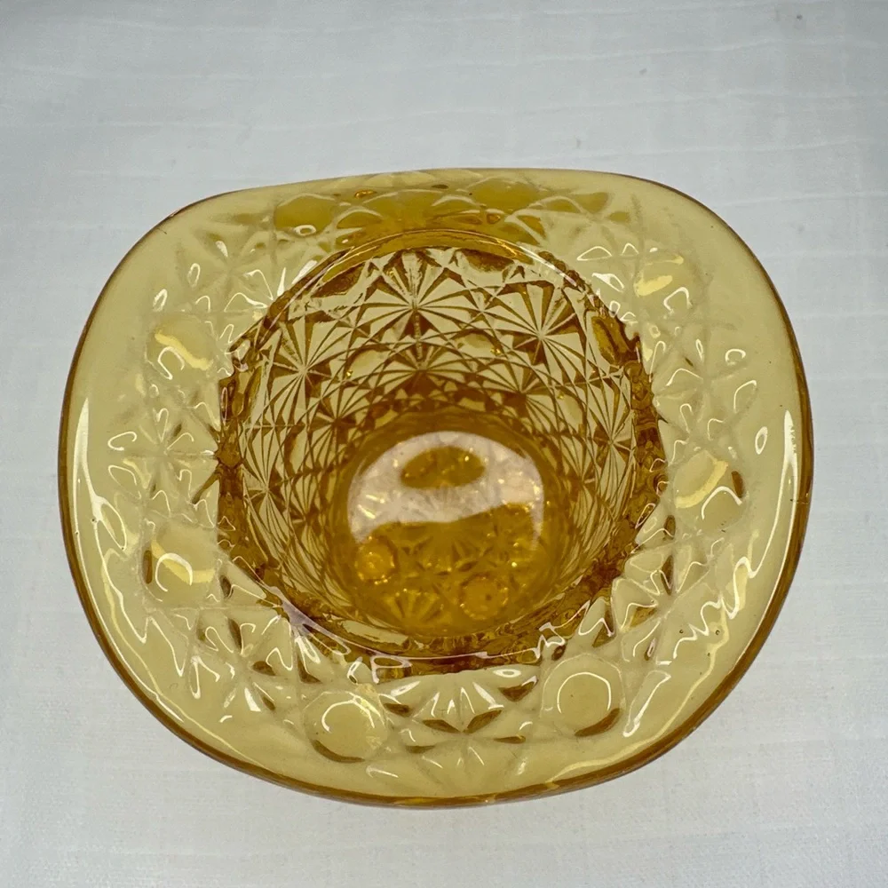 Vintage Fenton yellow glass top hat